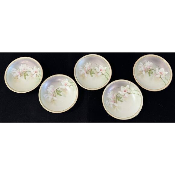 (5) RS Reinhold Schlegelmilch Germany hand painted floral bowls gold rim 5" - Picture 1 of 8